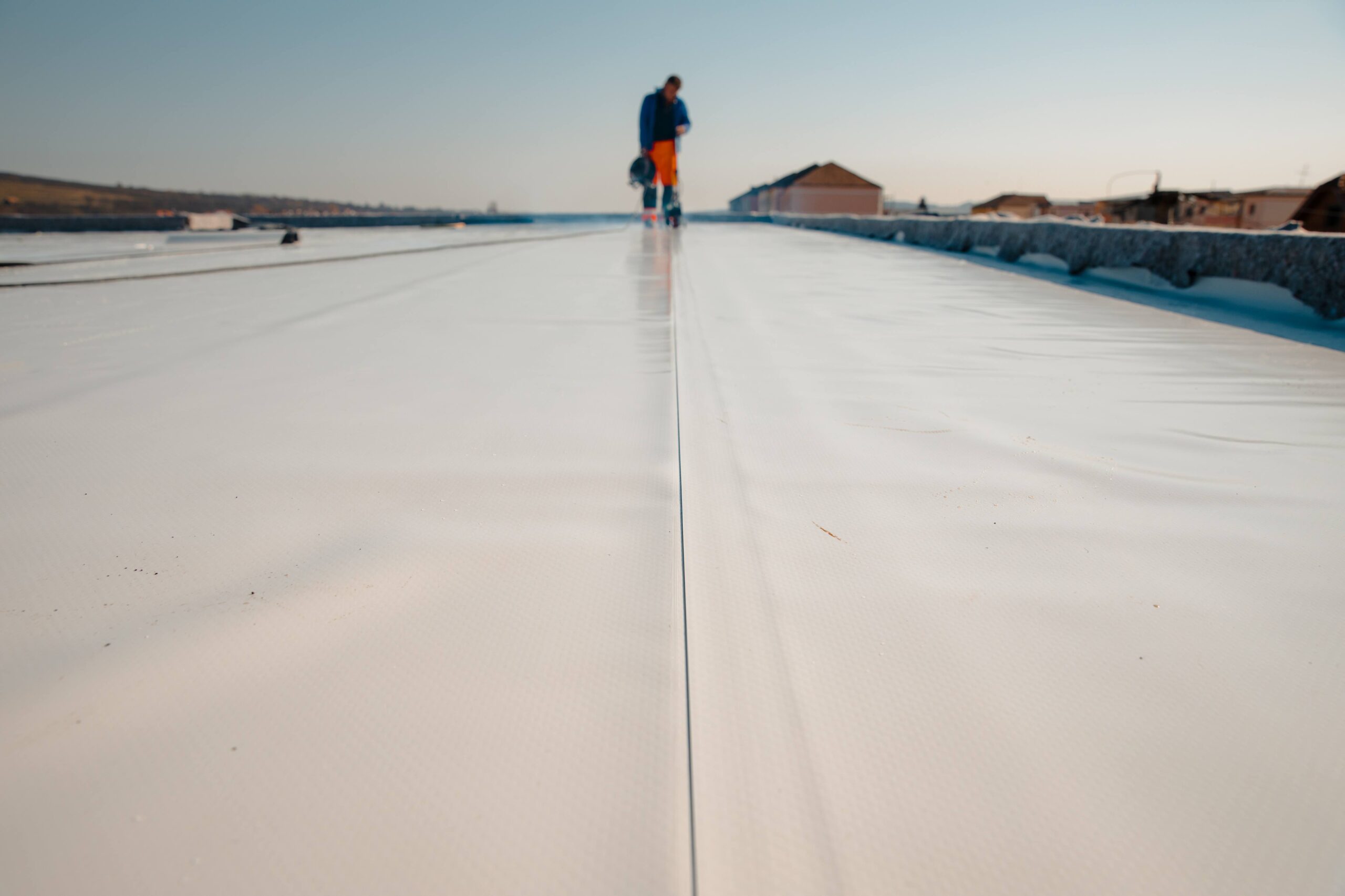 tpo roof installation on a flat roof