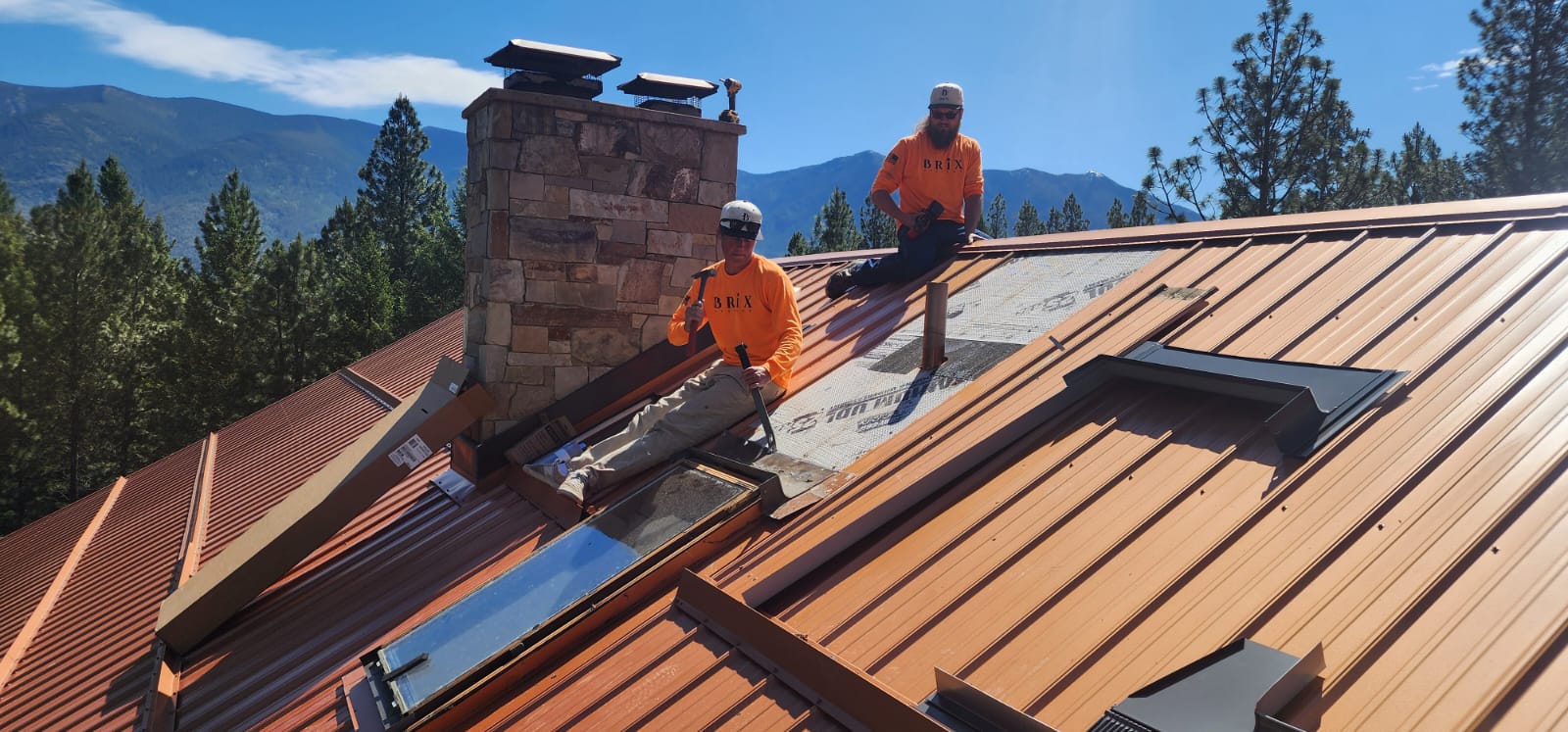 Brix Systems Roofing Contractors Repairing a leaking skylight in a Kalispell house
